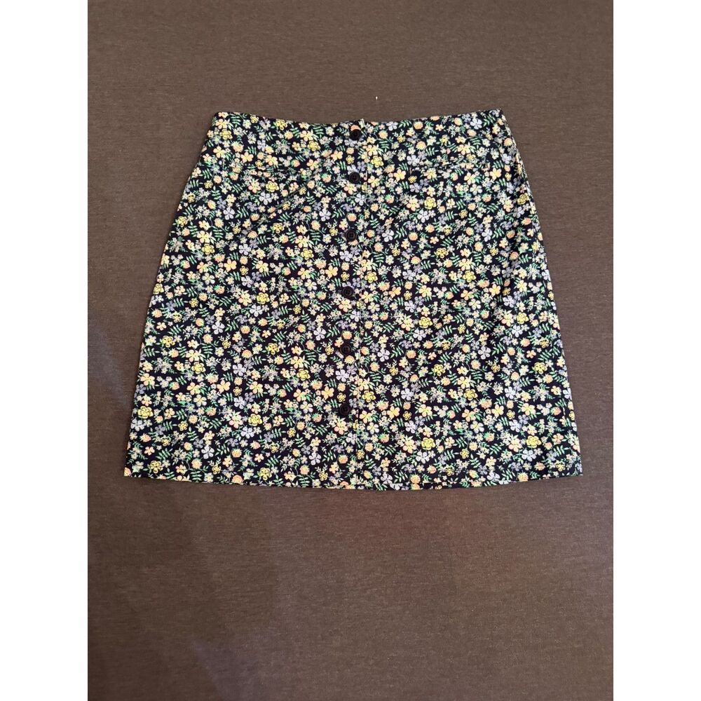 Liz Claiborne Liz Sport Floral Button Front Mini Skirt Size 10 Cotton